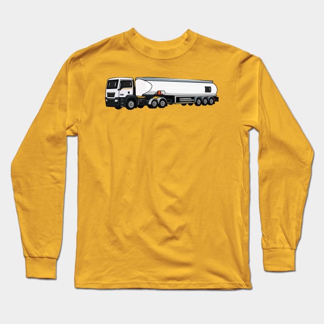 Tanker truck fuel transport cartoon illustration Long Sleeve T-Shirt by Miss Cartoon